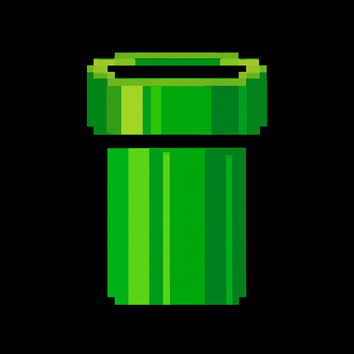 green pipe. pixel art..
In-Game asset.  2d.  High contrast.  No shadows