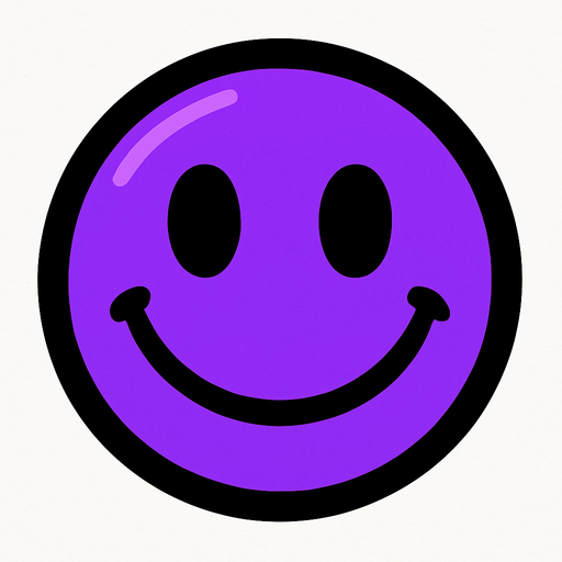 Purple smiley ball.
In-Game asset.  2d.  High contrast.  No shadows