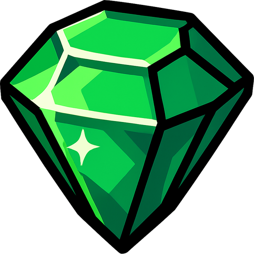 emerald.
In-Game asset.  2d.  High contrast.  No shadows