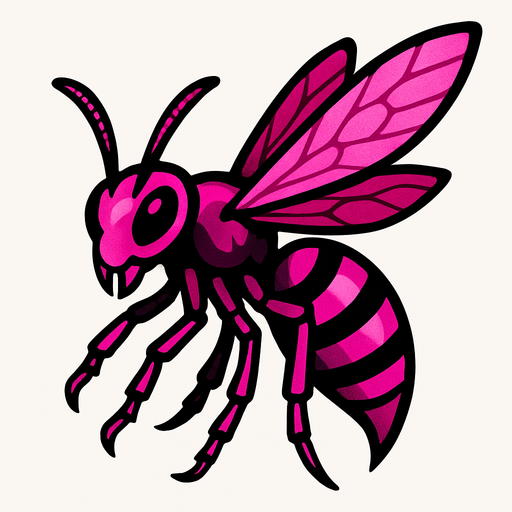 Guêpe rose.
In-Game asset.  2d.  High contrast.  No shadows