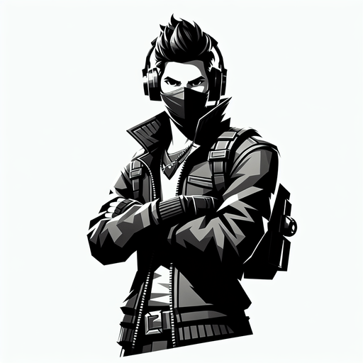 Dj alok character from free fire.
Single Game Texture. In-Game asset. 2d. Blank background. High contrast. No shadows.