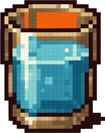 un vaso con agua estilo pixel art metal slug.
In-Game asset.  2d.  High contrast.  No shadows