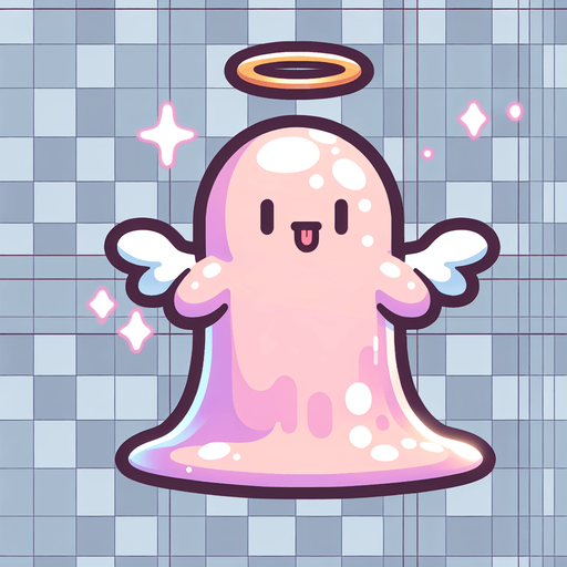 Un slime angelical RPG con estilo suave y simple.
Single Game Texture.  In-Game asset.  2d.  Blank background.  High contrast.  No shadows