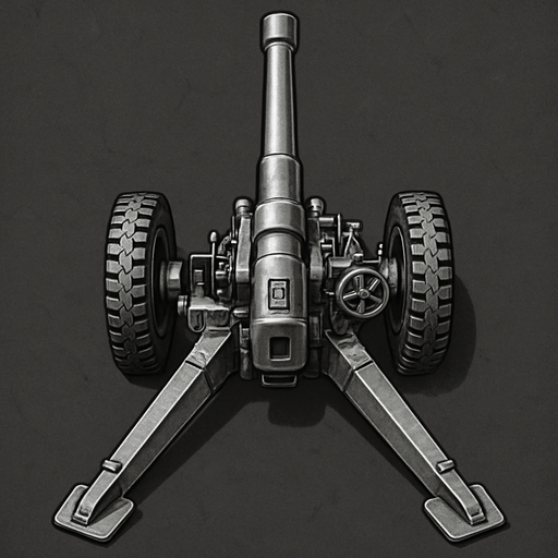 military, cannon, top view. realistic silver color..
In-Game asset.  2d.  High contrast.  No shadows