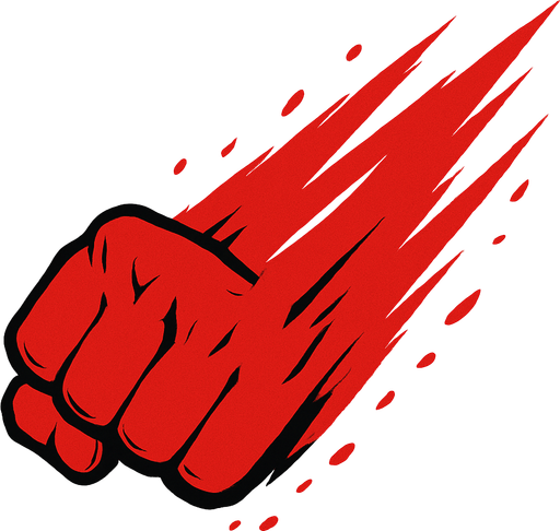 Big red fist slash effect. 2D. Top View..
In-Game asset.  2d.  High contrast.  No shadows
