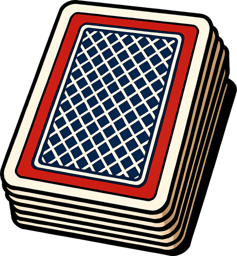 Pila de cartas visto desde atras.
In-Game asset.  2d.  High contrast.  No shadows