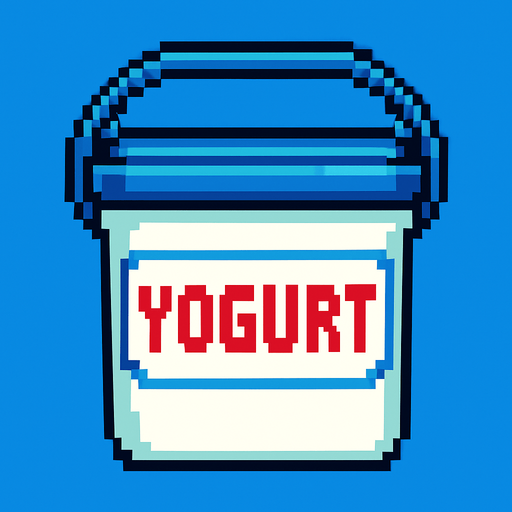 yogurt bucket, pixelart.
In-Game asset.  2d.  High contrast.  No shadows