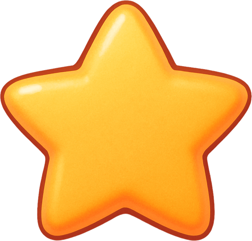 A rating star. Cute soft graphics. soft ambient light. semi-matte to satin surfaces. naturalistic with slight saturation boost colors. 
In-Game asset.  2d.  High contrast.  No shadows. top down..
In-Game asset.  2d.  High contrast.  No shadows