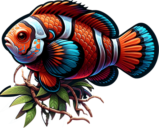 A realistic mandarinfish.
Single Game Texture. In-Game asset. 2d. Blank background. High contrast. No shadows.