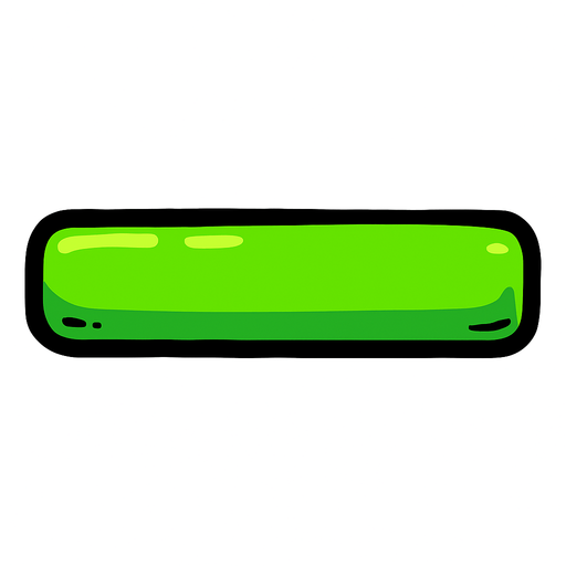 Barra verde horizontal estilo caricatura..
In-Game asset.  2d.  High contrast.  No shadows