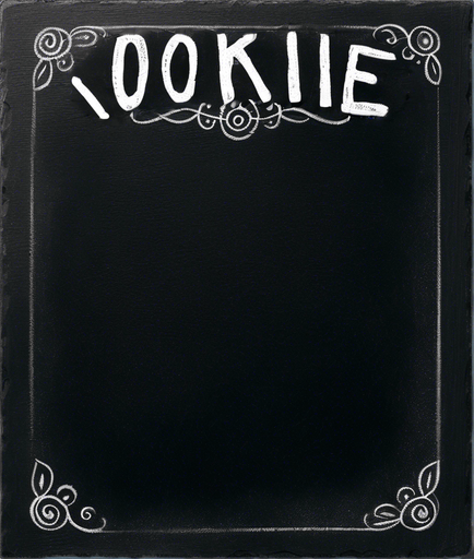 "ROOKIE BREW" handwritten with thin capital letters in chalk