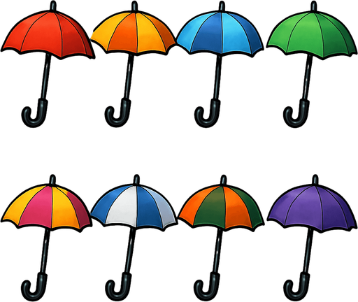 Pack of different umbrellas.
In-Game asset.  High contrast.  No shadows. 3D