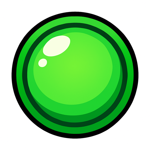 Green ball.
In-Game asset.  2d.  High contrast.  No shadows