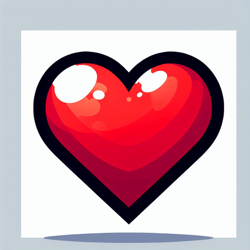 Red heart.
Single Game Texture.  In-Game asset.  2d.  Blank background.  High contrast.  No shadows