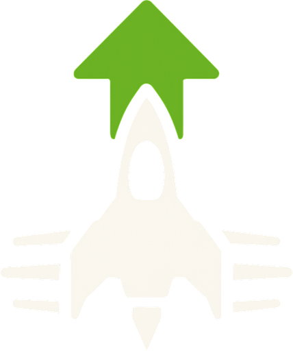 Symbol for spaceship weapon upgrade with green arrow pointing up.
In-Game asset.  2d.  High contrast.  No shadows