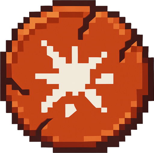 pixel art circle damage button with symbols and no letters.
In-Game asset.  2d.  High contrast.  No shadows