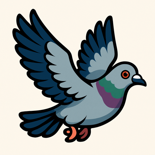 pigeon flying.
In-Game asset.  2d.  High contrast.  No shadows