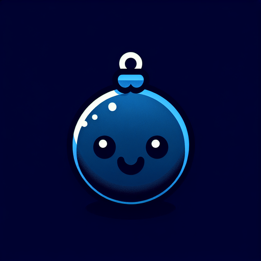 Perfectly square bright dark blue Christmas decoration with cute happyy face. Cartoon style. Cute art style. Simple vector style.