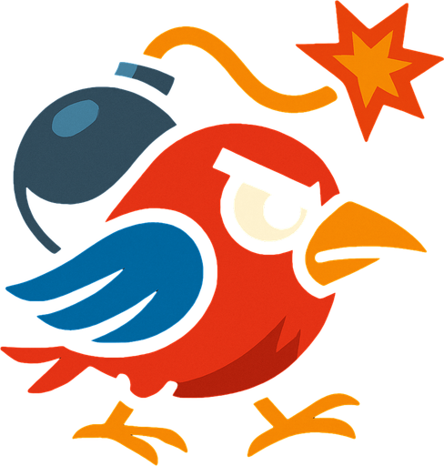 2d bird bomber.
In-Game asset.  2d.  High contrast.  No shadows