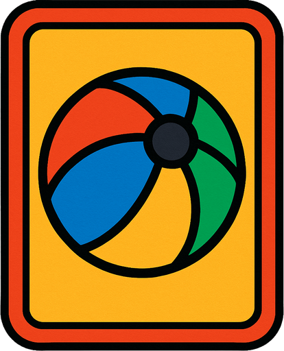 Create an image for a memory game's card's front with an icon of a play ball.
In-Game asset.  2d.  High contrast.  No shadows