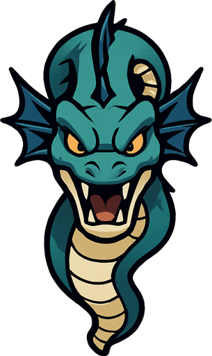 Serpiente marina vista desde arriba que viene de frente.
In-Game asset.  2d.  High contrast.  No shadows