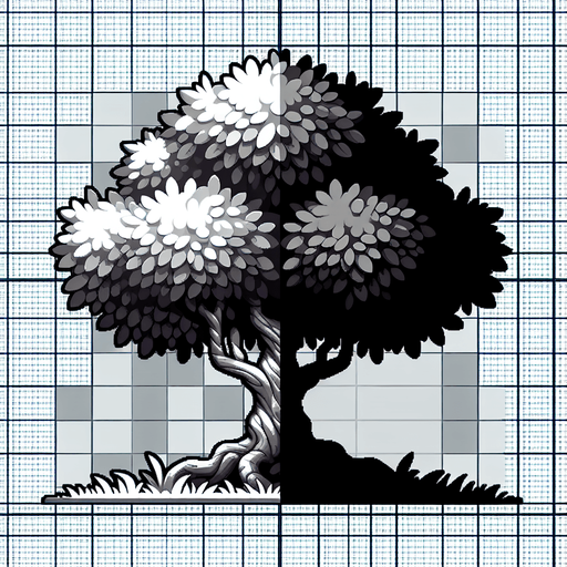 tree.
Single Game Texture. In-Game asset. 2d. Blank background. High contrast. No shadows.