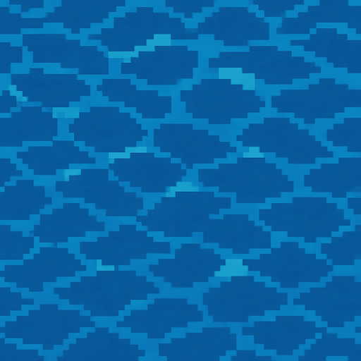 Make a 2d top-down flat image of pixelated water.
In-Game asset.  2d.  High contrast.  No shadows