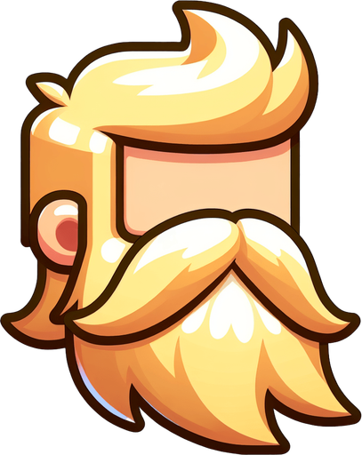 frozen golden beard, only beard, cartoon, side view Single Game Texture. In-Game asset. 2d. Blank background. High contrast. No shadows.