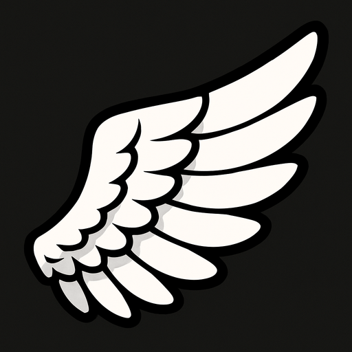 White bird wing.
In-Game asset.  2d.  High contrast.  No shadows