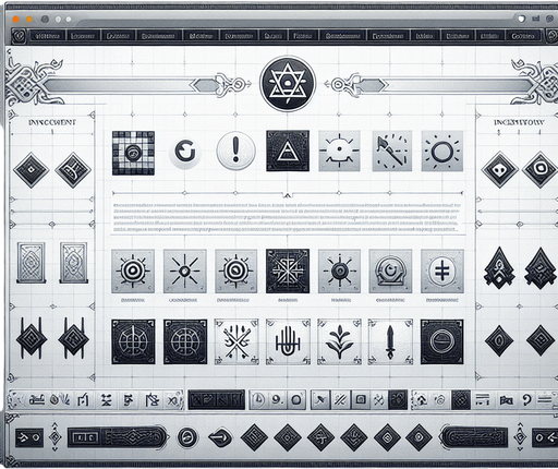 A clean and functional browser UI displaying an illegal hacking website. The page uses a light, minimalist theme with a subtle grey and white color palette to mimic a legitimate site. The main content area features a grid layout of discreetly labeled icons, each representing hacking tools, scripts, or encrypted data for sale, blending in as if it were a professional tech page.

In the top-left corner, a small visual cue, such as an encrypted symbol or a faintly styled link, hints at the site's true purpose without drawing too much attention. The interface is designed to look deceptively ordinary, with clean lines, clear fonts, and minimal decorative elements, giving the appearance of a legitimate web application while concealing its illicit nature.
Single Game Texture. In-Game asset. 2d. Blank background. High contrast. No shadows.