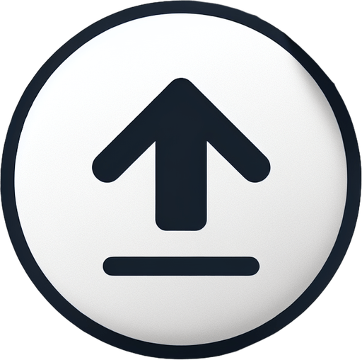 round button with a big "up" arrow icon and a small line under it.
UI