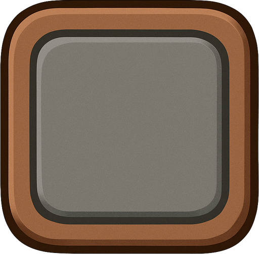 Grey and brown square with tight round corners, shaded, hyper casual game. Single Game Texture. In-Game asset. 2d. Blank background. High contrast. No shadows.