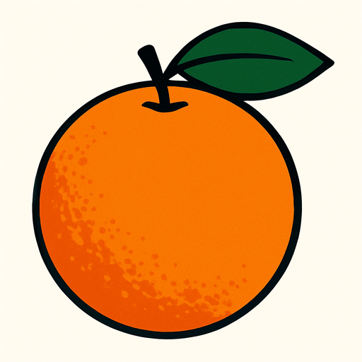 An orange.
2d.  High contrast.  No shadows