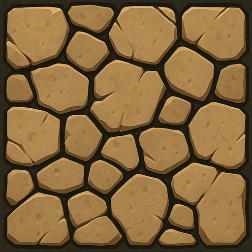 house floor made with cut stones.
In-Game asset.  2d.  High contrast.  No shadows