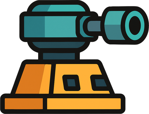 2d turret.
In-Game asset.  2d.  High contrast.  No shadows