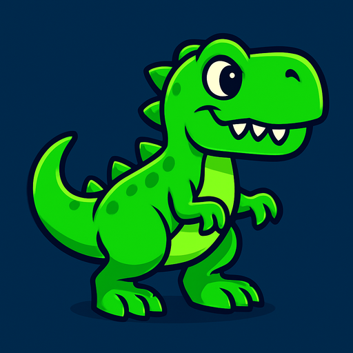 Bir dinazor oluştur yeşil.
In-Game asset.  High contrast.  No shadows