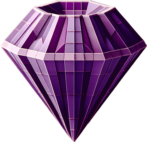 3d purple diamond.
In-Game asset. 3d. Blank background. High contrast. No shadows.