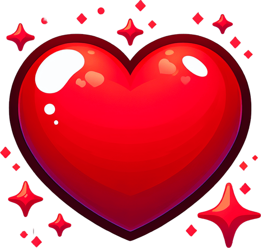 a red heart. cartoon.
Single Game Texture.  In-Game asset.  2d.  Blank background.  High contrast.  No shadows