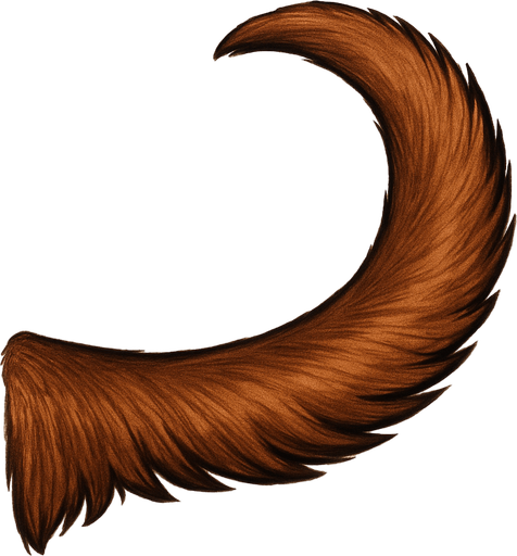 A realistic brown dog tail.
In-Game asset.  2d.  High contrast.  No shadows
