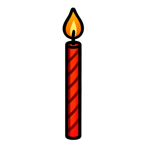 Red colored long thin candle birthday cake candle.
In-Game asset.  2d.  High contrast.  No shadows