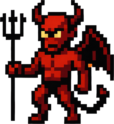 a hell player 2d pixel.
In-Game asset.  2d.  High contrast.  No shadows