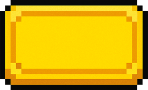 A yellow pixelart rectangle button..
In-Game asset.  2d.  High contrast.  No shadows