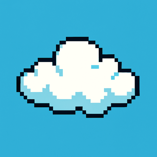 flappy bird cloud, pixel art.
In-Game asset.  2d.  High contrast.  No shadows