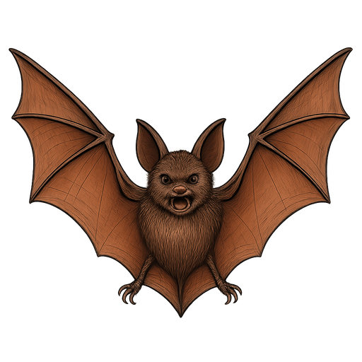 a realistic bat. No background. Transparent background. Blank background. No shadows. 2d. In-Game asset. flat