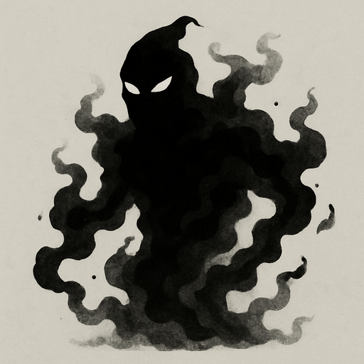 karanlık bir gölge , duman.
In-Game asset.  2d.  High contrast.  No shadows