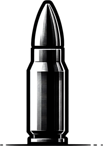 bullet.
Single Game Texture.  In-Game asset.  2d.  Blank background.  High contrast.  No shadows