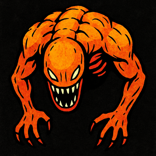 Üstten görünümlü sırt kısmı tarafı ve kafası aşağı doğru oyuncuya bakan bir yaratık.
In-Game asset.  2d.  High contrast.  No shadows