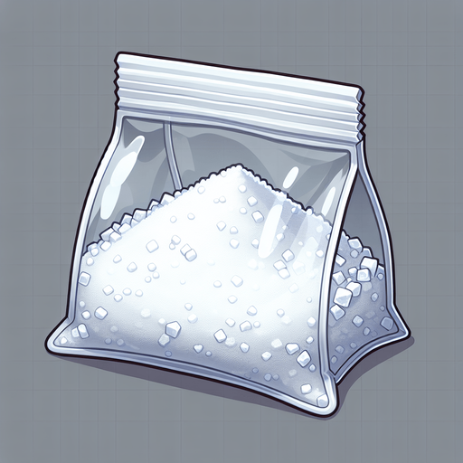 sugar in a bag. Single Game Texture. In-Game asset. 2d. Blank background. High contrast. No shadows.
