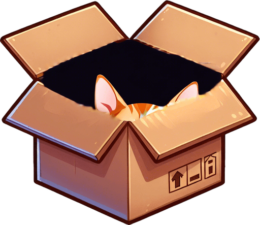 cute Chibi ginger cat look from the box into the camera. Cheeky, happy.