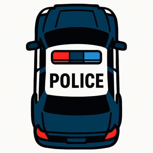 police car top view.
In-Game asset.  2d.  High contrast.  No shadows